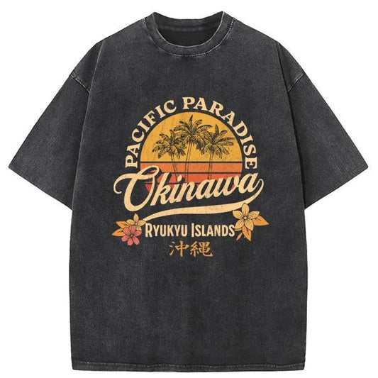 Retro Okinawa Tourist Washed T-Shirt