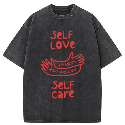Self Love Self Care Japanese Washed T-Shirt
