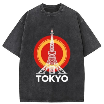 Retro Tokyo Tower Japanese Washed T-Shirt