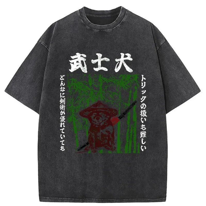 Samurai Dog Washed T-Shirt