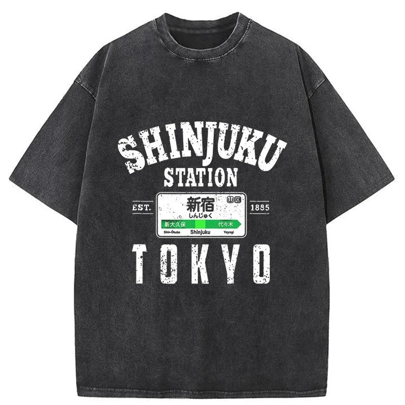 Shinjuku Station Yamanote Line Washed T-Shirt