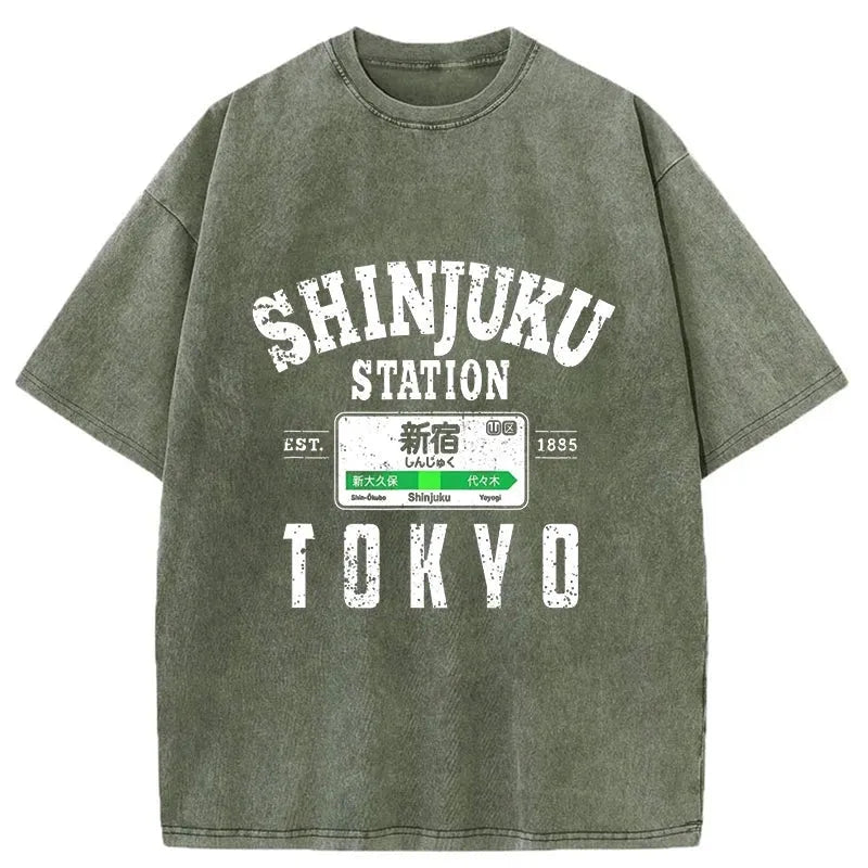 Shinjuku Station Yamanote Line Washed T-Shirt