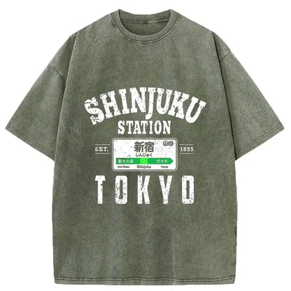Shinjuku Station Yamanote Line Washed T-Shirt