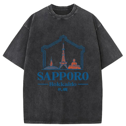 Sapporo Japan City Washed T-Shirt