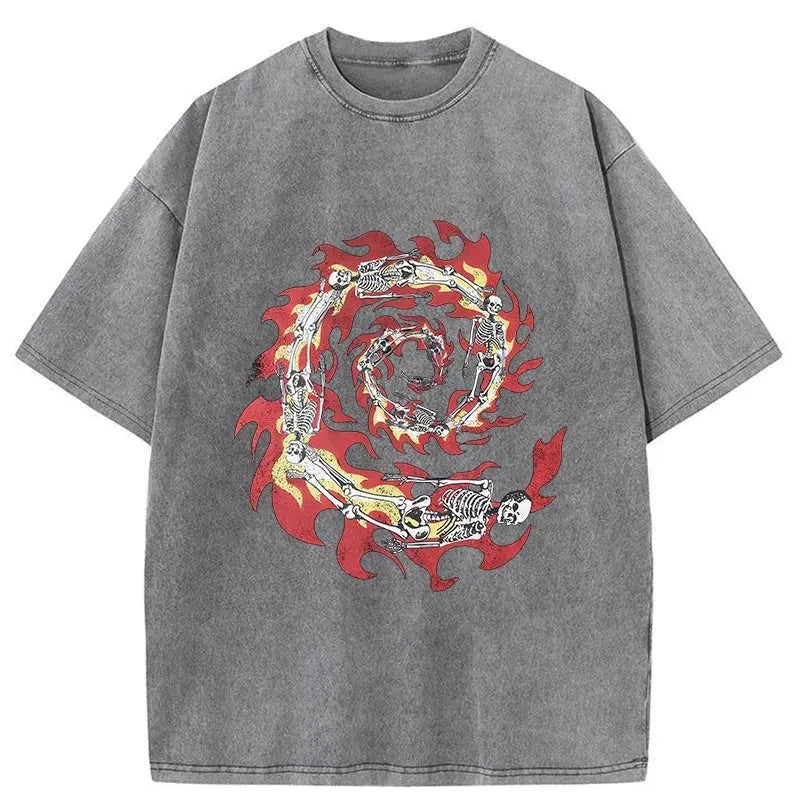 Skeleton Fire Washed T-Shirt