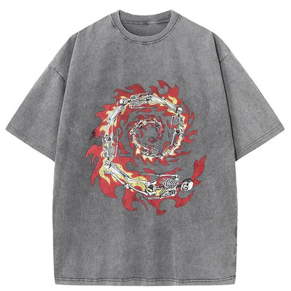 Skeleton Fire Washed T-Shirt