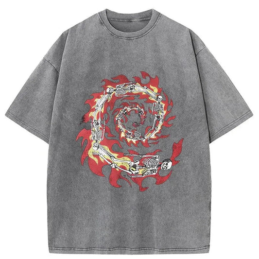 Skeleton Fire Washed T-Shirt