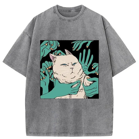 Scary Cat Japanese Washed T-Shirt