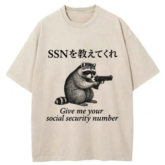 Raccoon Funny Meme Washed T-Shirt