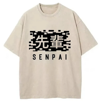 Senpai Japanese Kanji Washed T-Shirt
