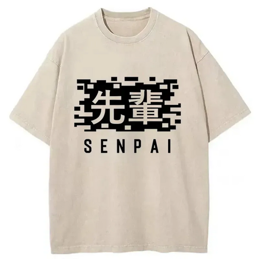 Senpai Japanese Kanji Washed T-Shirt