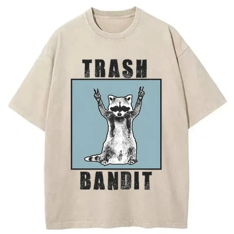 Raccoon Garbage Bandit Washed T-Shirt