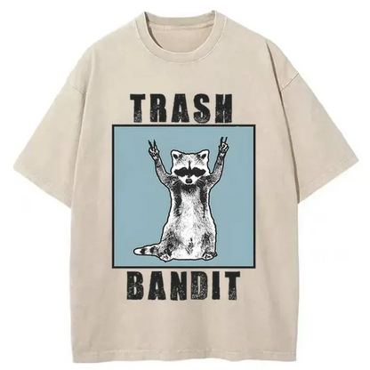 Raccoon Garbage Bandit Washed T-Shirt