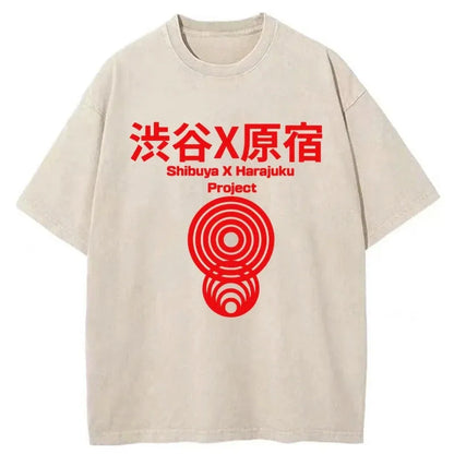 Shibuya-Harajuku Lines Washed T-Shirt