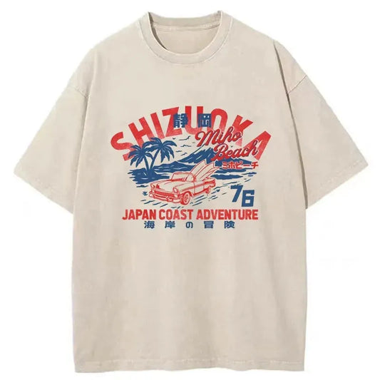 Shizuoka Beach Japan Washed T-Shirt
