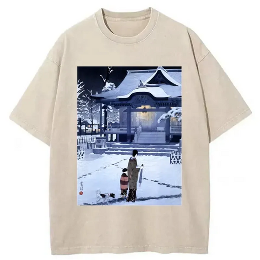 Snowy Night Stroll Washed T-Shirt