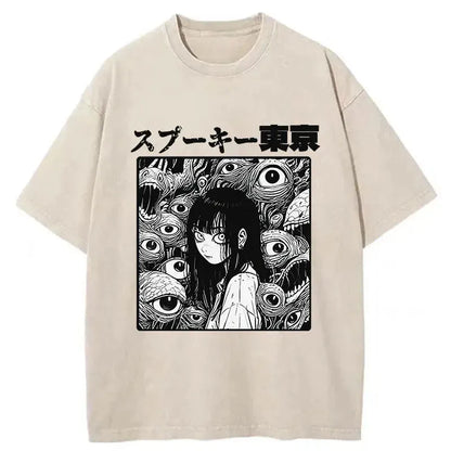 Scary Girl Japanese Washed T-Shirt