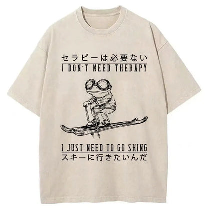 Skiing Heals Me Washed T-Shirt