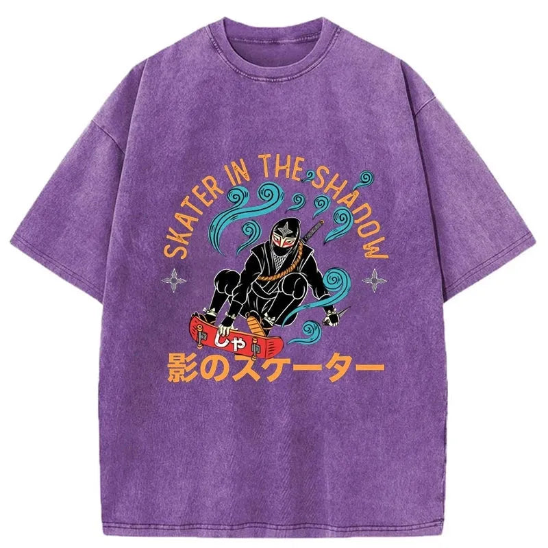 Skater in the shadow Washed T-Shirt