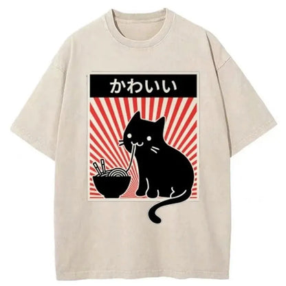 Ramen Cat Washed T-Shirt