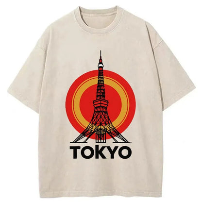 Retro Tokyo Tower Japanese Washed T-Shirt