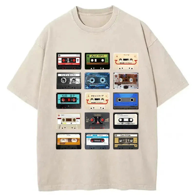 Retro Cassette Tapes Washed T-Shirt