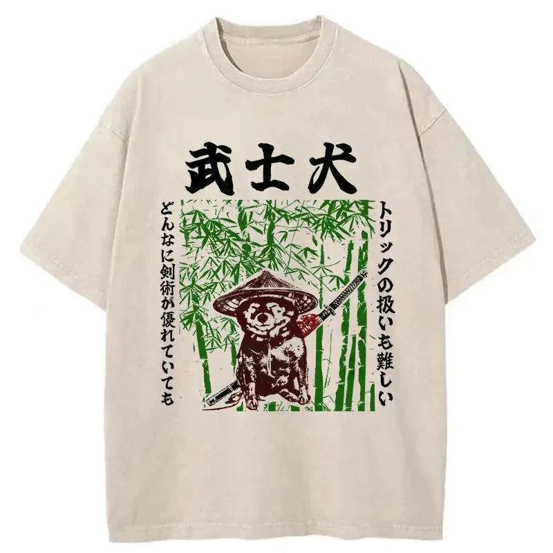 Samurai Dog Washed T-Shirt