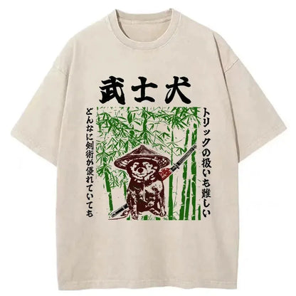 Samurai Dog Washed T-Shirt