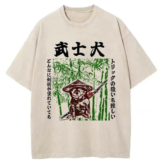 Samurai Dog Washed T-Shirt