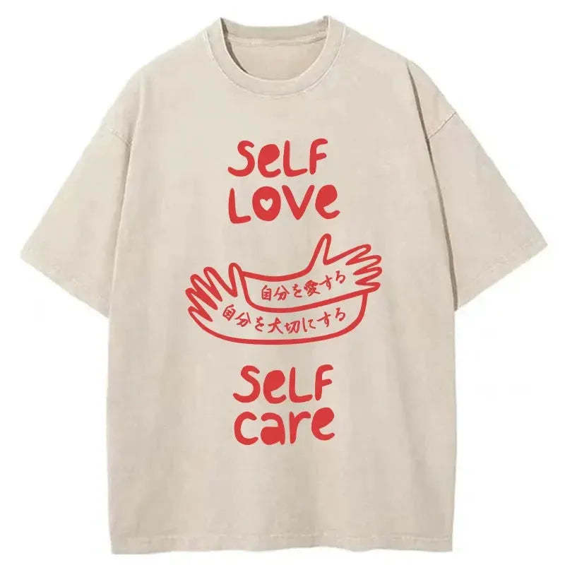 Self Love Self Care Japanese Washed T-Shirt