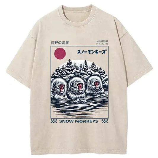 Snow Monkeys Japanese Washed T-Shirt