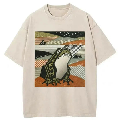 Retro Japanese Frog Washed T-Shirt