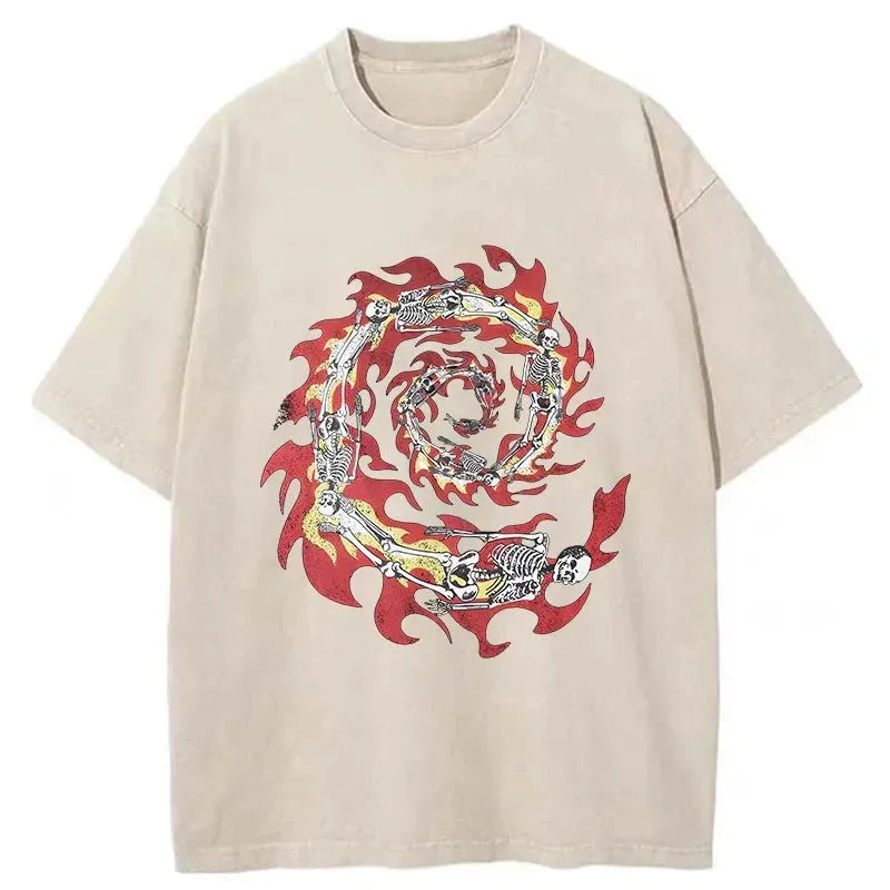 Skeleton Fire Washed T-Shirt