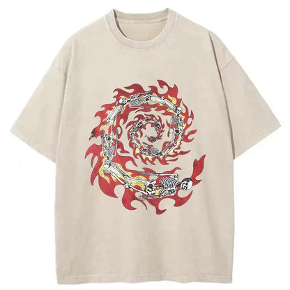 Skeleton Fire Washed T-Shirt