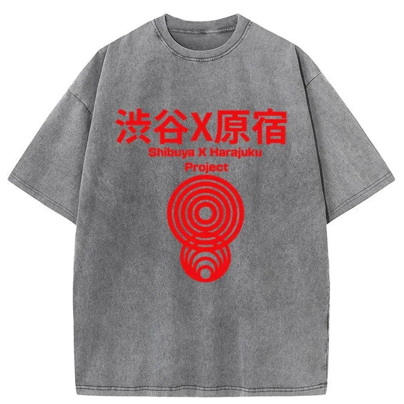 Shibuya-Harajuku Lines Washed T-Shirt