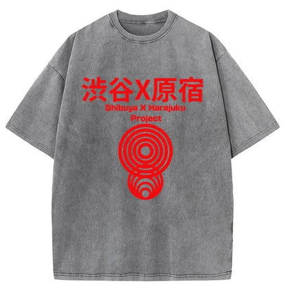 Shibuya-Harajuku Lines Washed T-Shirt