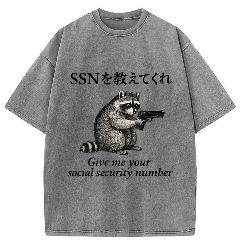 Raccoon Funny Meme Washed T-Shirt