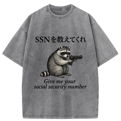 Raccoon Funny Meme Washed T-Shirt