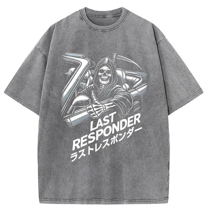 Scythe Skeleton Gallops The World Washed T-Shirt