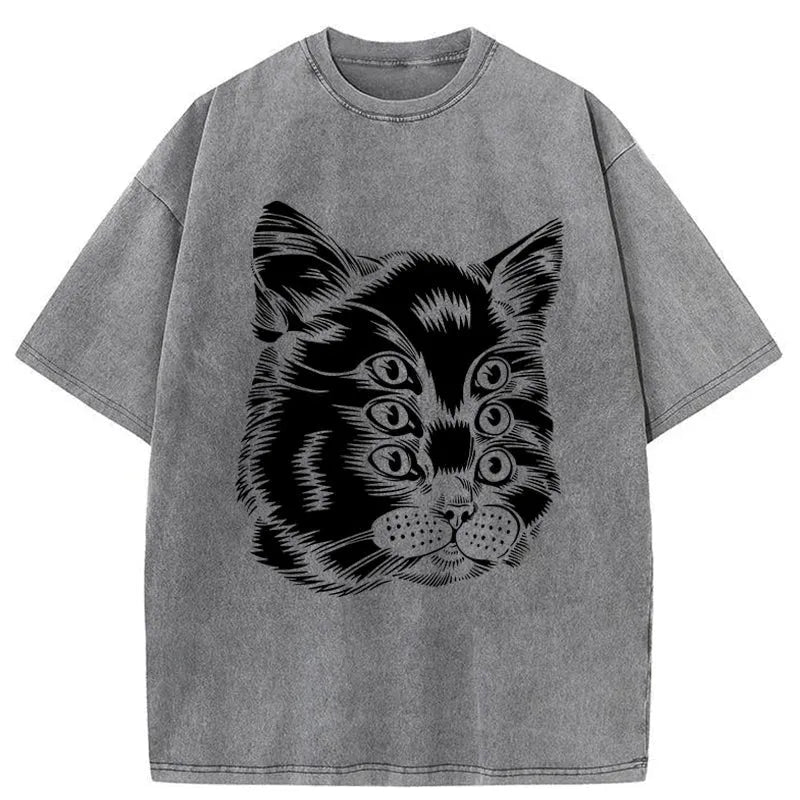 Six-eyed Cat Japan Washed T-Shirt