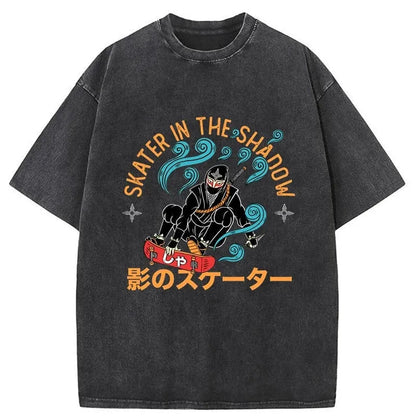 Skater in the shadow Washed T-Shirt