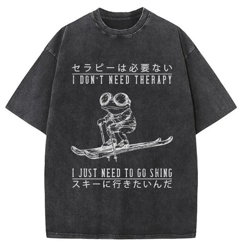 Skiing Heals Me Washed T-Shirt