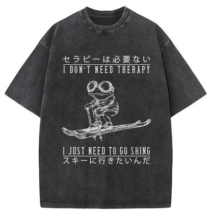 Skiing Heals Me Washed T-Shirt