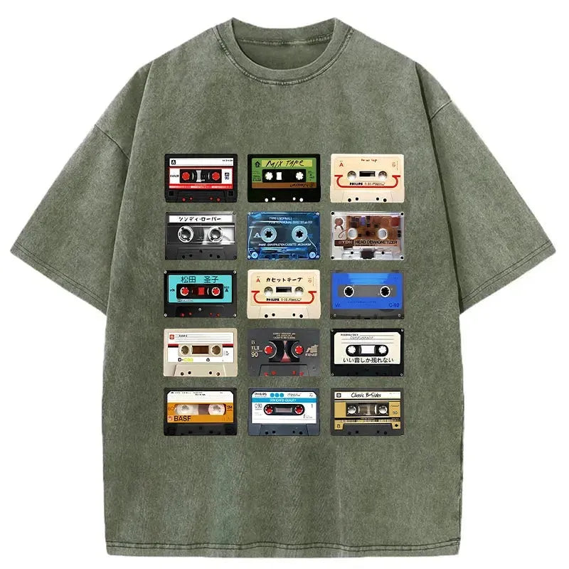 Retro Cassette Tapes Washed T-Shirt