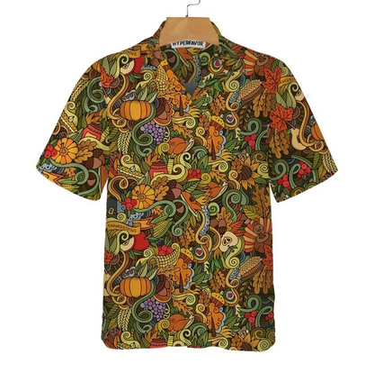 Thanksgiving Autumn Symbols Hawaiian Shirt, Unique Thanksgiving Shirt
