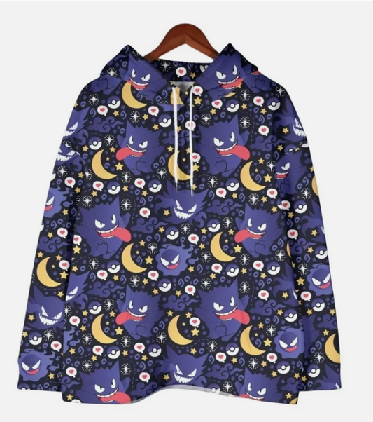 Gengar Hoodie Unisex, Cute Gengar Sweatshirt, Kawaii Graphic Hoodie
