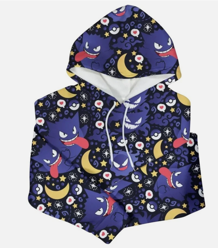 Gengar Hoodie Unisex, Cute Gengar Sweatshirt, Kawaii Graphic Hoodie
