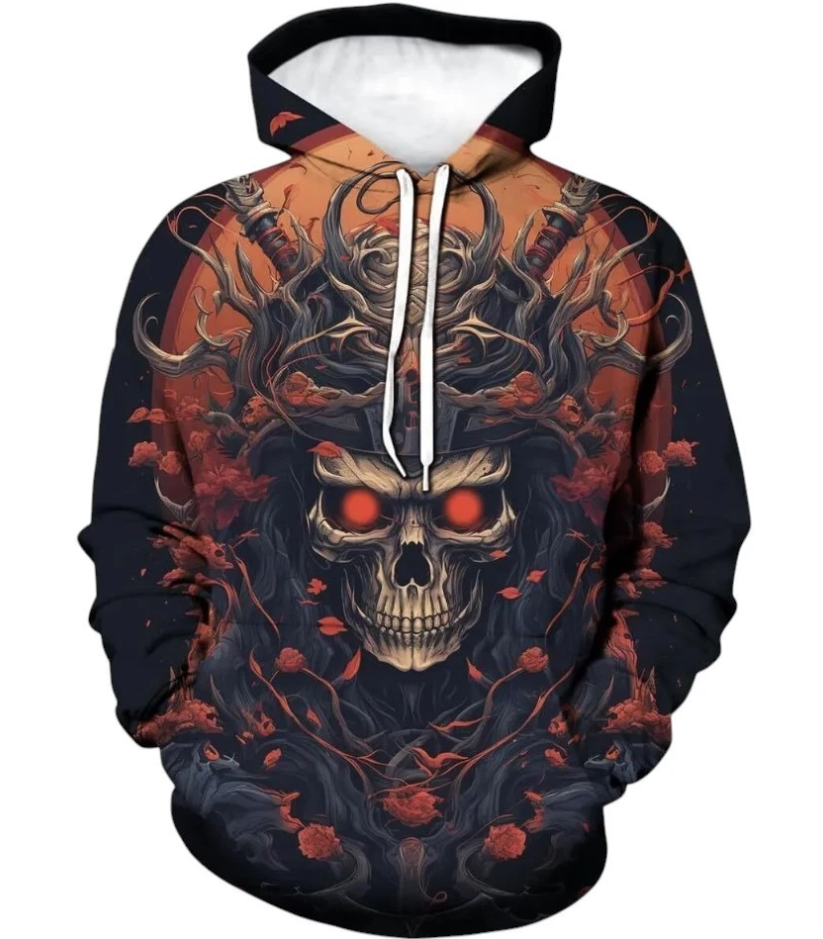 Gothic Raven Skull Hoodie