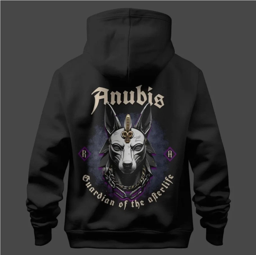 Anubis Hoodie | Egyptian God Streetwear | Dark Fantasy, Mythology Print