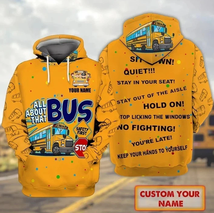 Custom Name 3D All About That Bus Zip Hoodie